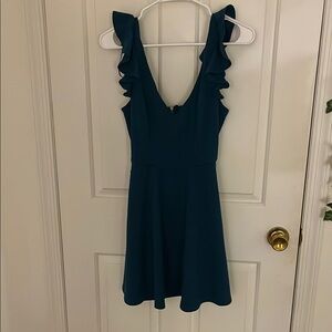 Teal Ruffle Sleeve Dress